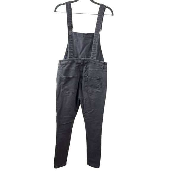 WE WORE WHAT Gray L Denim Overalls Cotton Suspender Button High Rise Skinny Leg - Picture 7 of 10
